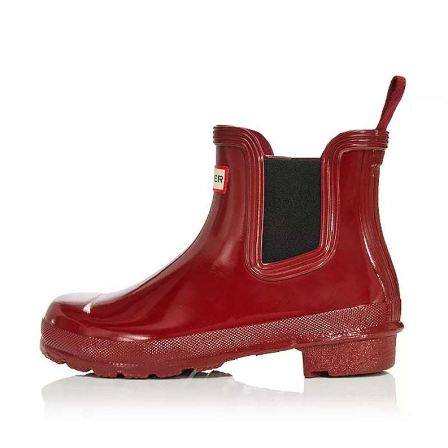 Women * | Hunter Top Sellers Women'S Original Chelsea Boot Gloss Fall Red/Black