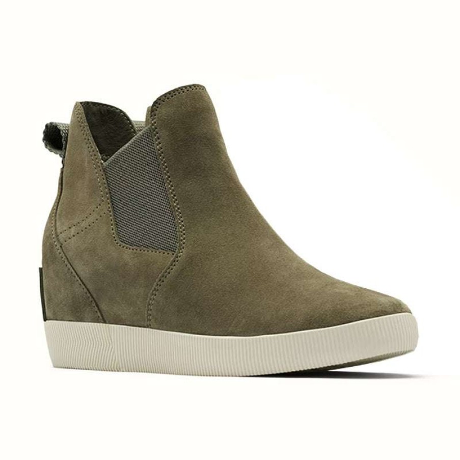 Women * | Sorel Best Choice Women'S Out 'N About Slip-On Wedge Stone Green/Laurel Leaf