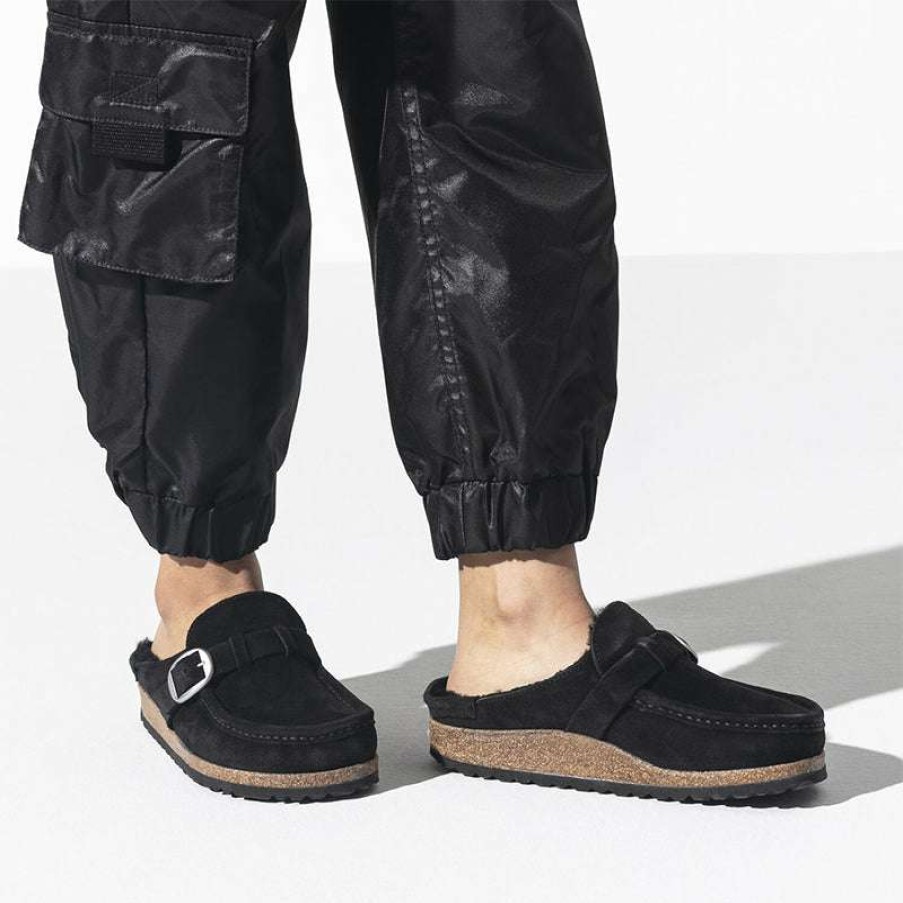 Women * | Birkenstock New Women'S Buckley Shearling Black/Black