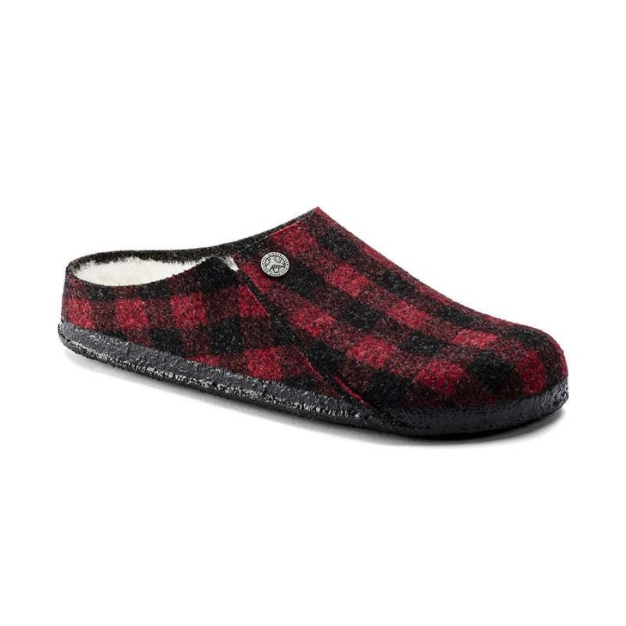 Women * | Birkenstock Opening Sales Women'S Zermatt Shearling Plaid Red