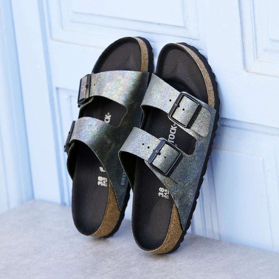 Women * | Birkenstock Opening Sales Women'S Arizona Vegan Iridescent Black