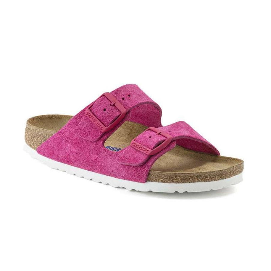 Women * | Birkenstock Top Sellers Women'S Arizona Soft Footbed Fuchsia Tulip/Suede