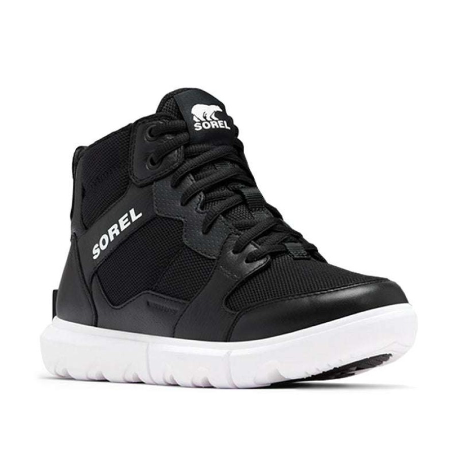 Women * | Sorel Classical Women'S Explorer Ii Sneaker Mid Wp Black/White